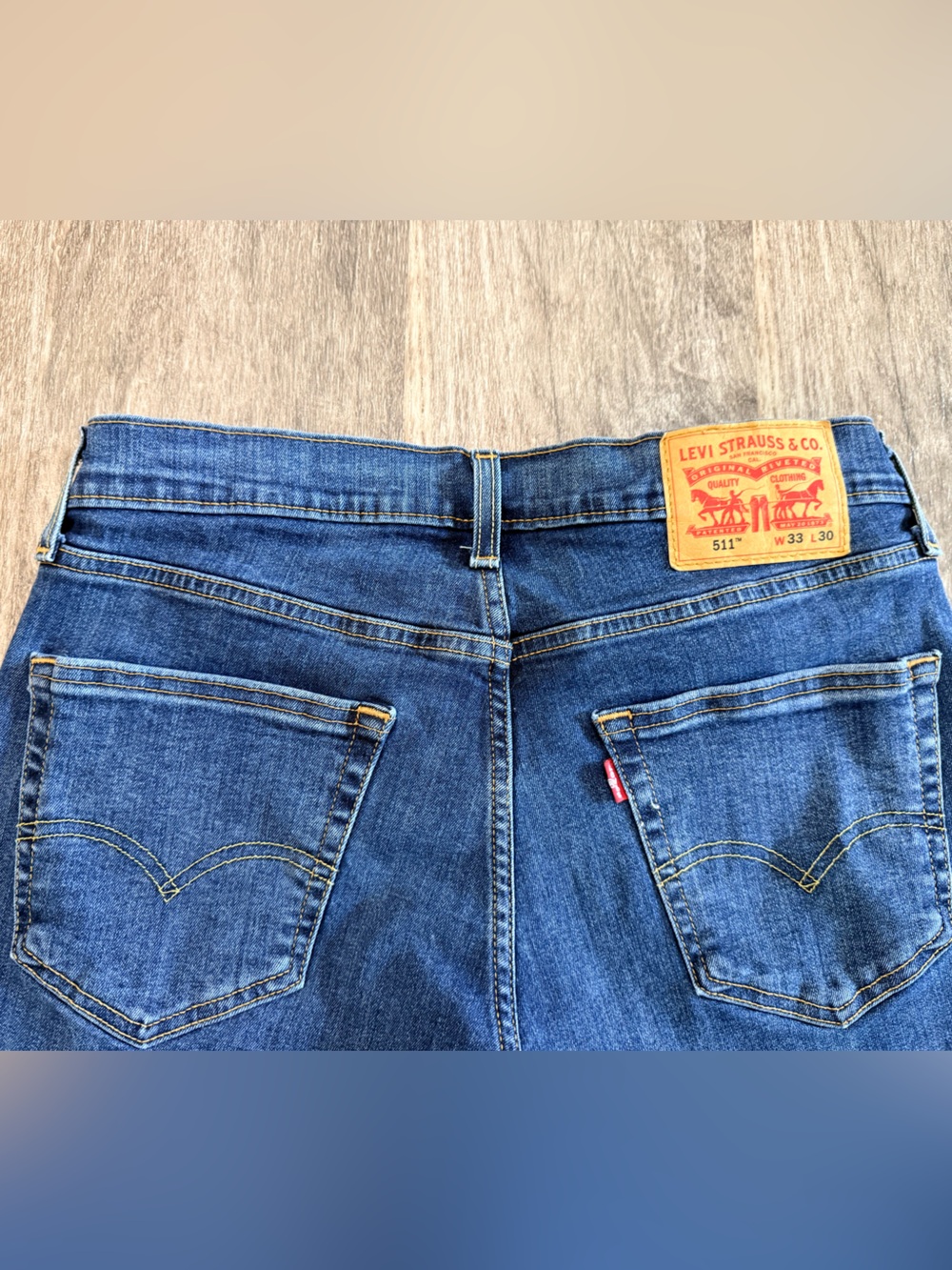 Levi's 511 Slim Fit Mens Stretch Jeans Medium Wash 33x30 Measures 32X29 EC - Picture 5 of 11